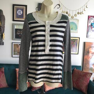 WE THE FREE size M Free People Give Me Stripes Long Sleeve Henley Top